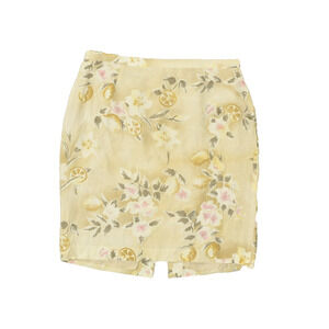 S. Nemeroff Vintage 90s Yellow Floral Pencil Skirt Regular Size 14 100% Silk